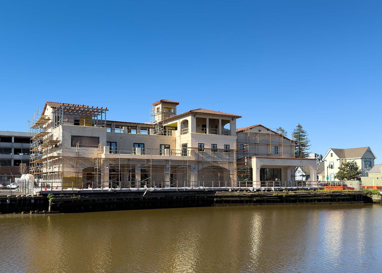 Adobe Road Winery under construction. A view from across the river.